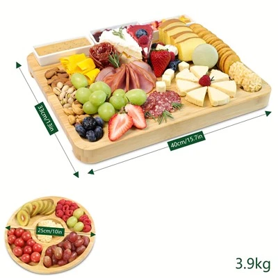 Bamboo Charcuterie Board With Slide-Out Utensil Drawers