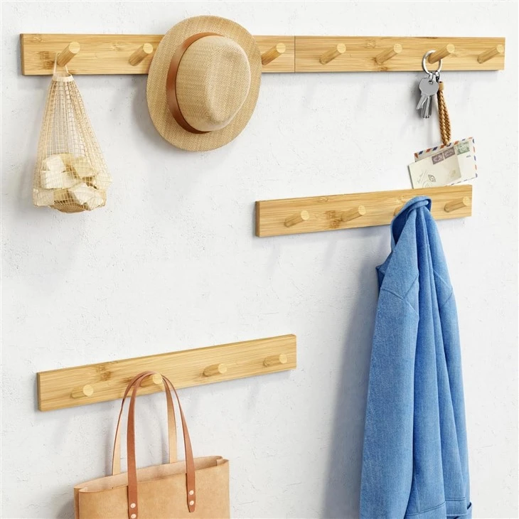 Bamboo Coat Rack Wall Mount Set Of 4 manufacturers